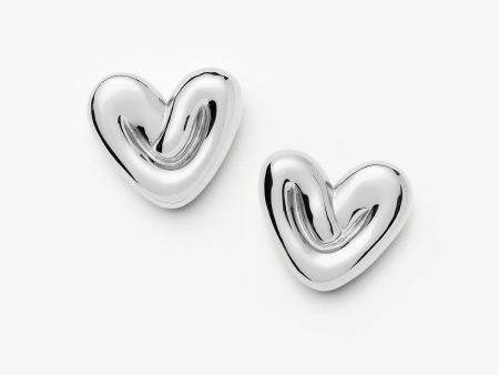 Puffy Heart Oversized Stud Earrings | Silver Plated Online