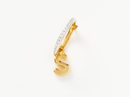 Initial Single Charm Hoop Earring - Initial S | 18ct Gold Vermeil Online now