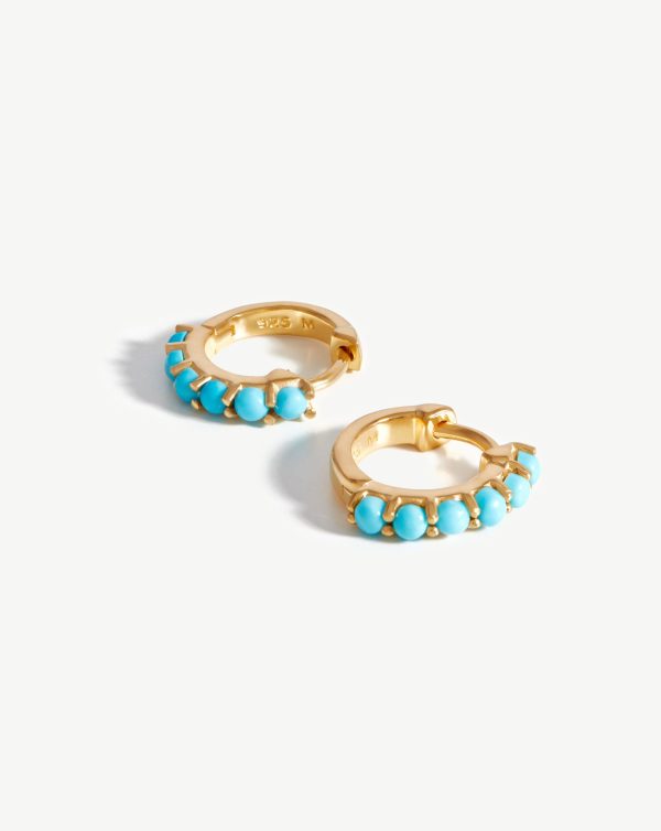 Gemstone Huggies | 18ct Gold Vermeil Turquoise Hot on Sale