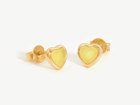 Jelly Heart Gemstone Stud Earrings For Discount