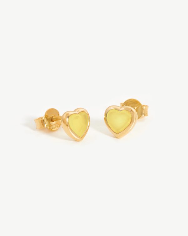 Jelly Heart Gemstone Stud Earrings For Discount