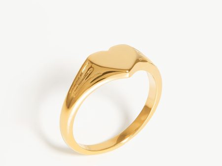 Engravable Heart Signet Ring | 18ct Gold Vermeil Discount