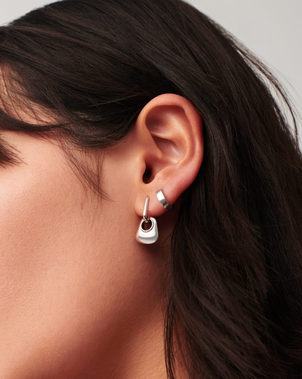 Hera Mini Charm Hoop Earrings | Silver Plated on Sale