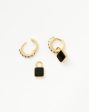 Lucy Williams Square Black Onyx Charm Hoop Earrings  | 18ct Gold Vermeil Black Onyx Online