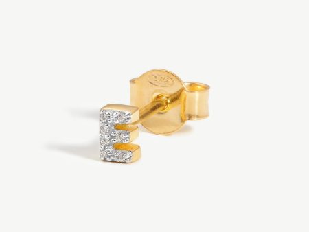 Pave Initial Single Stud Earring - Initial E | 18ct Gold Vermeil Cubic Zirconia Cheap