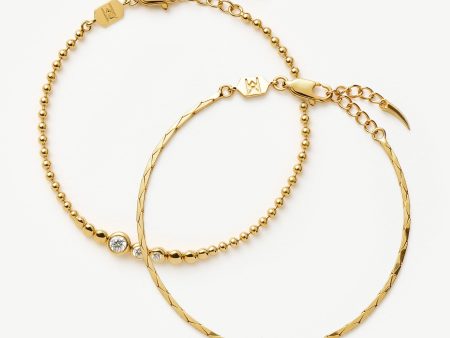 Lucy Williams Snake Chain & Beaded Bracelet Set | 18ct Gold Vermeil Hot on Sale