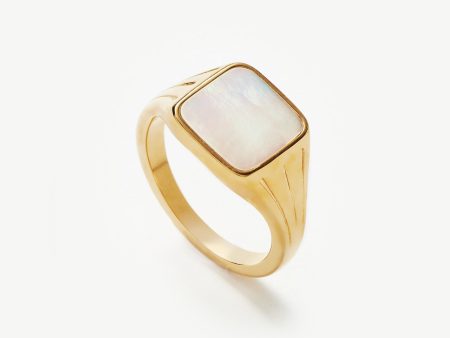 Lucy Williams Square Signet Ring | 18ct Gold Vermeil Mother of Pearl Discount