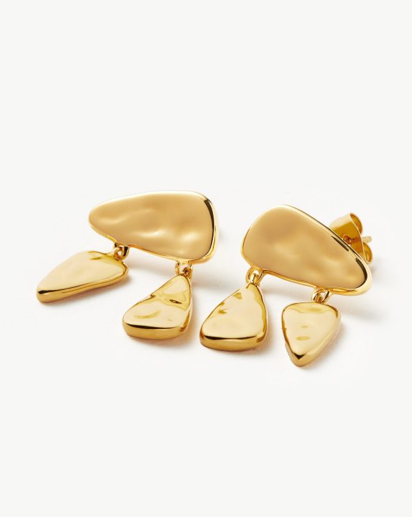 Molten Floating Charm Stud Earrings | 18ct Gold Plated Online Sale