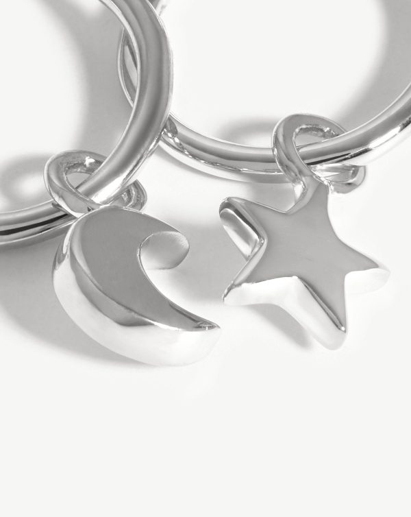 Mini Star Moon Charm Hoop Earrings Fashion