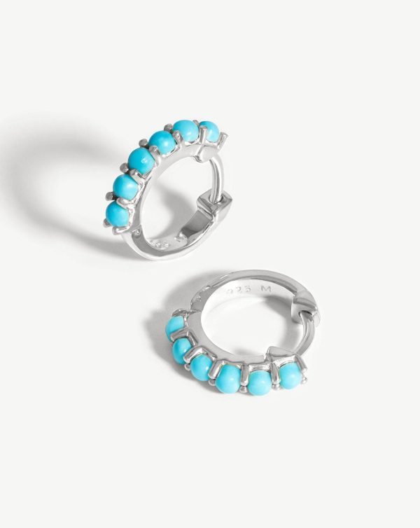 Gemstone Huggies | Sterling Silver Turquoise Online Hot Sale