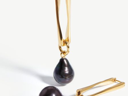 Baroque Pearl Twisted Drop Earrings | 18ct Gold Plated Grey Pearl Fashion