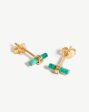 Bar Stud Earrings | 18ct Gold Vermeil Malachite Online Hot Sale