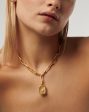 Engravable Square Locket Chain Necklace | 18ct Gold Plated Rainbow Moonstone Fashion