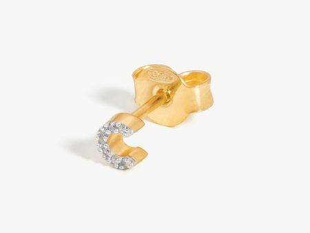 Pave Initial Single Stud Earring - Initial C | 18ct Gold Vermeil Cubic Zirconia Online now