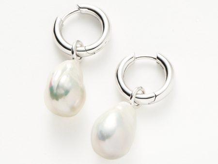 Baroque Pearl Drop Tunnel Mini Hoop Earrings | Sterling Silver For Cheap