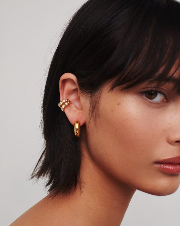 Beaded Stone Double Ear Cuff | 18ct Gold Vermeil Cubic Zirconia Online Hot Sale