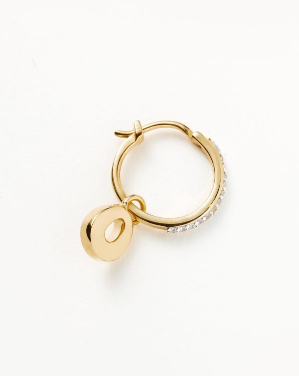 Initial Single Charm Hoop Earring - Initial O | 18ct Gold Vermeil Online Sale