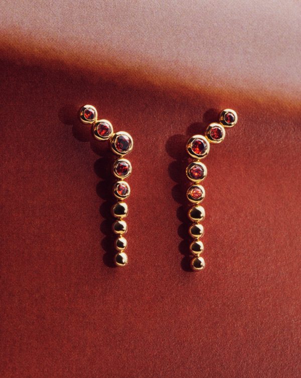 Beaded Red Garnet Gemstone Drop Earrings Hot on Sale