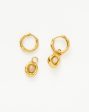 Molten Gemstone Doughnut Charm Mini Hoop Earrings | 18ct Gold Vermeil Rainbow Moonstone Online