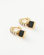 Lucy Williams Square Black Onyx Charm Hoop Earrings  | 18ct Gold Vermeil Black Onyx Online