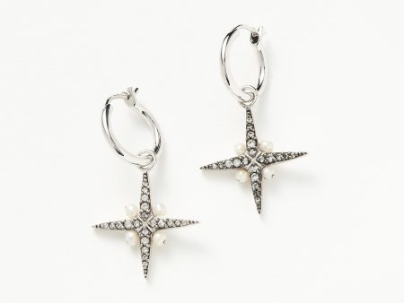 Harris Reed North Star Pearl Hoop Earrings | Sterling Silver Pearl Online now