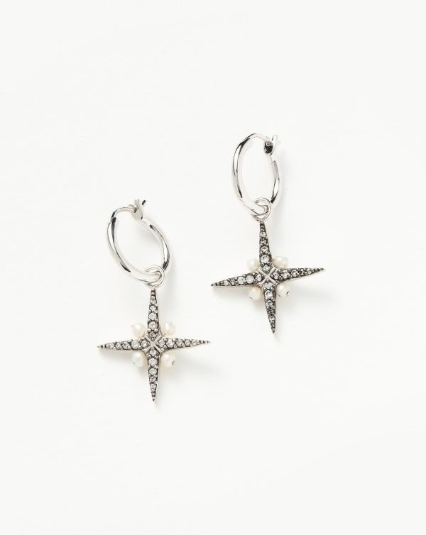 Harris Reed North Star Pearl Hoop Earrings | Sterling Silver Pearl Online now