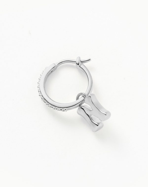 Initial Single Charm Hoop Earring  - Initial N | Sterling Silver Supply