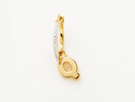 Initial Single Charm Hoop Earring - Initial Q | 18ct Gold Vermeil on Sale