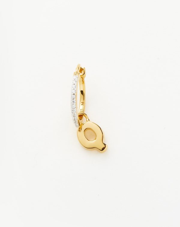 Initial Single Charm Hoop Earring - Initial Q | 18ct Gold Vermeil on Sale