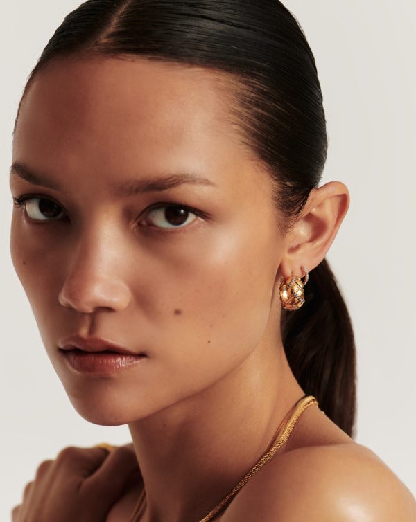 Lucy Williams Pave Waffle Hoop Earrings Online Sale