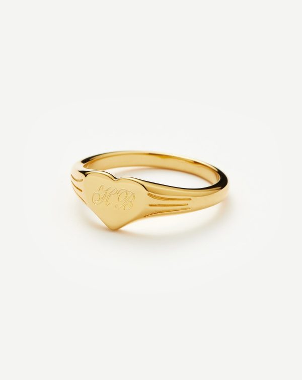 Engravable Heart Signet Ring | 18ct Gold Vermeil Discount