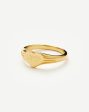 Engravable Heart Signet Ring | 18ct Gold Vermeil Discount