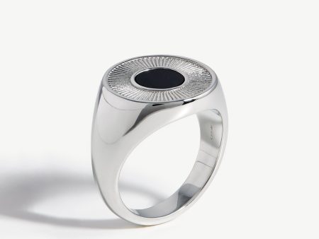 Fused Round Signet Ring | Sterling Silver Black Spinel Discount