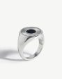 Fused Round Signet Ring | Sterling Silver Black Spinel Discount