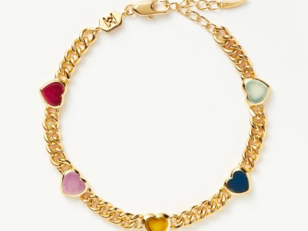 Jelly Heart Gemstone Charm Bracelet | 18ct Gold Plated Multi Quartz Sale