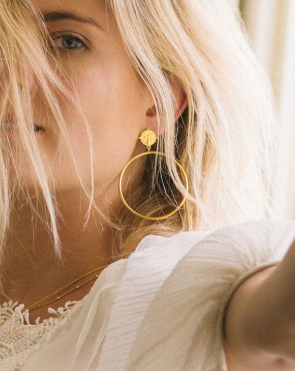 Lucy Williams Coin Chandelier Hoop Earrings Fashion