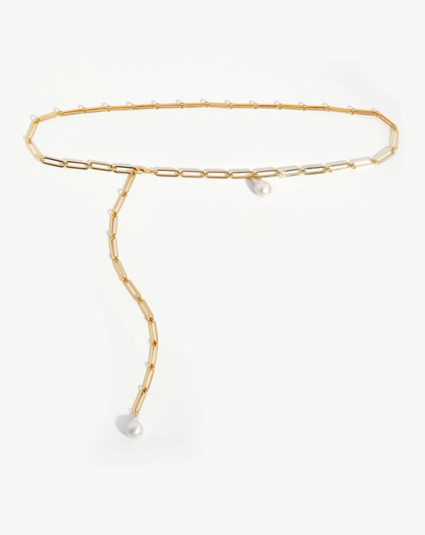 Baroque Pearl Charm Chain Belt | 18ct Gold Plated Pearl Sale