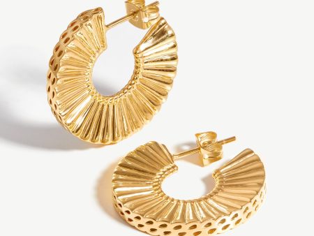 Medium Flat Frill Hoop Earrings Online now