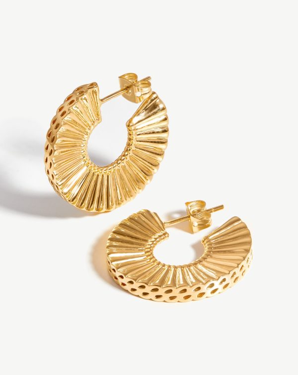 Medium Flat Frill Hoop Earrings Online now