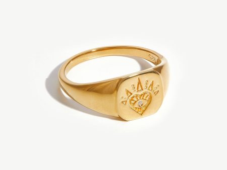 Open Heart Signet Ring | 18ct Gold Vermeil Online