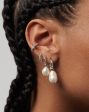 Baroque Pearl Drop Tunnel Mini Hoop Earrings | Sterling Silver For Cheap