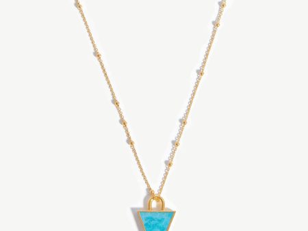 Triangle Pendant Chain Necklace | 18ct Gold Plated Turquoise For Sale