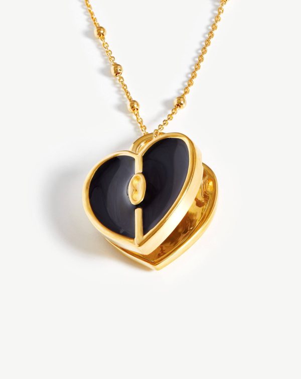 Engravable Heart Locket Necklace | 18ct Gold Plated Online Sale