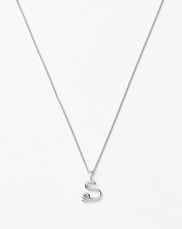 Curly Molten Mini Initial Necklace - S | Sterling Silver Online now