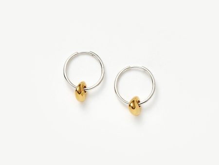 Abacus Nugget Small Charm Hoop Earrings | 18ct Recycled Gold Vermeil and Rhodium on Sterling Silver For Discount