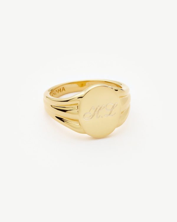 Engravable Oval Signet Ring | 18ct Gold Vermeil Sale