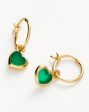 Jelly Heart Charm Mini Hoop Earrings | 18ct Gold Vermeil Green Chalcedony For Discount