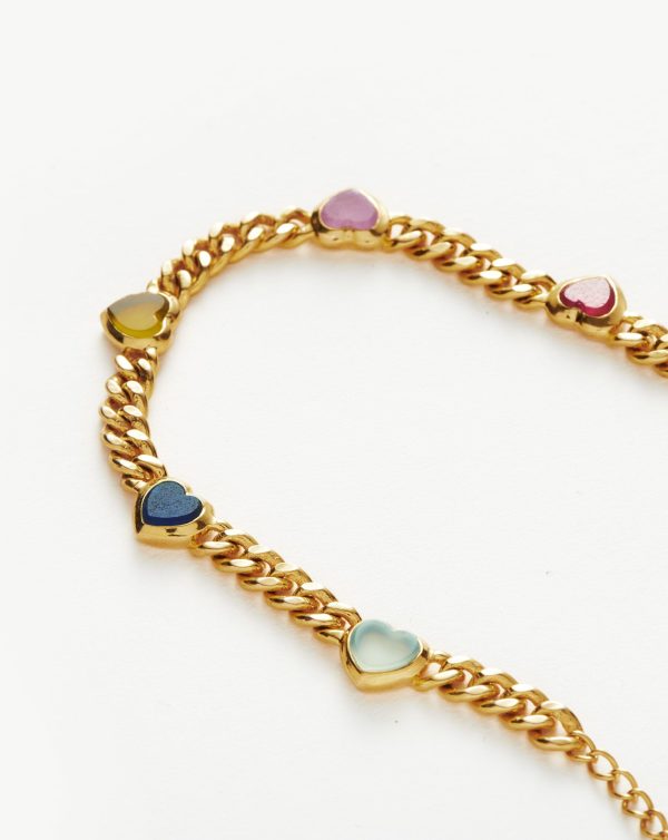 Jelly Heart Gemstone Charm Bracelet | 18ct Gold Plated Multi Quartz Sale