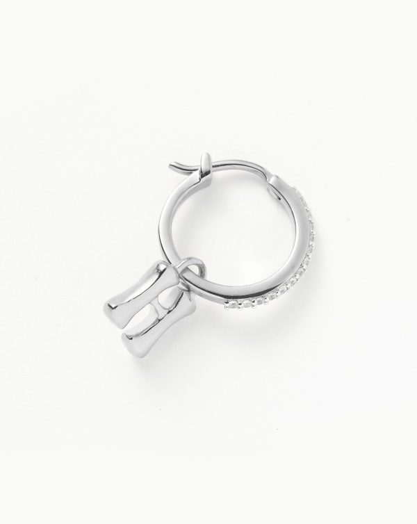 Initial Single Charm Hoop Earring  - Initial H | Sterling Silver Online Sale