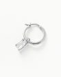 Initial Single Charm Hoop Earring  - Initial H | Sterling Silver Online Sale